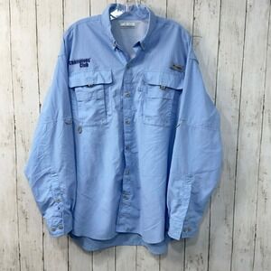 Columbia PFG Men's Long Sleeve Fishing Shirt Blue Champions Club Size L